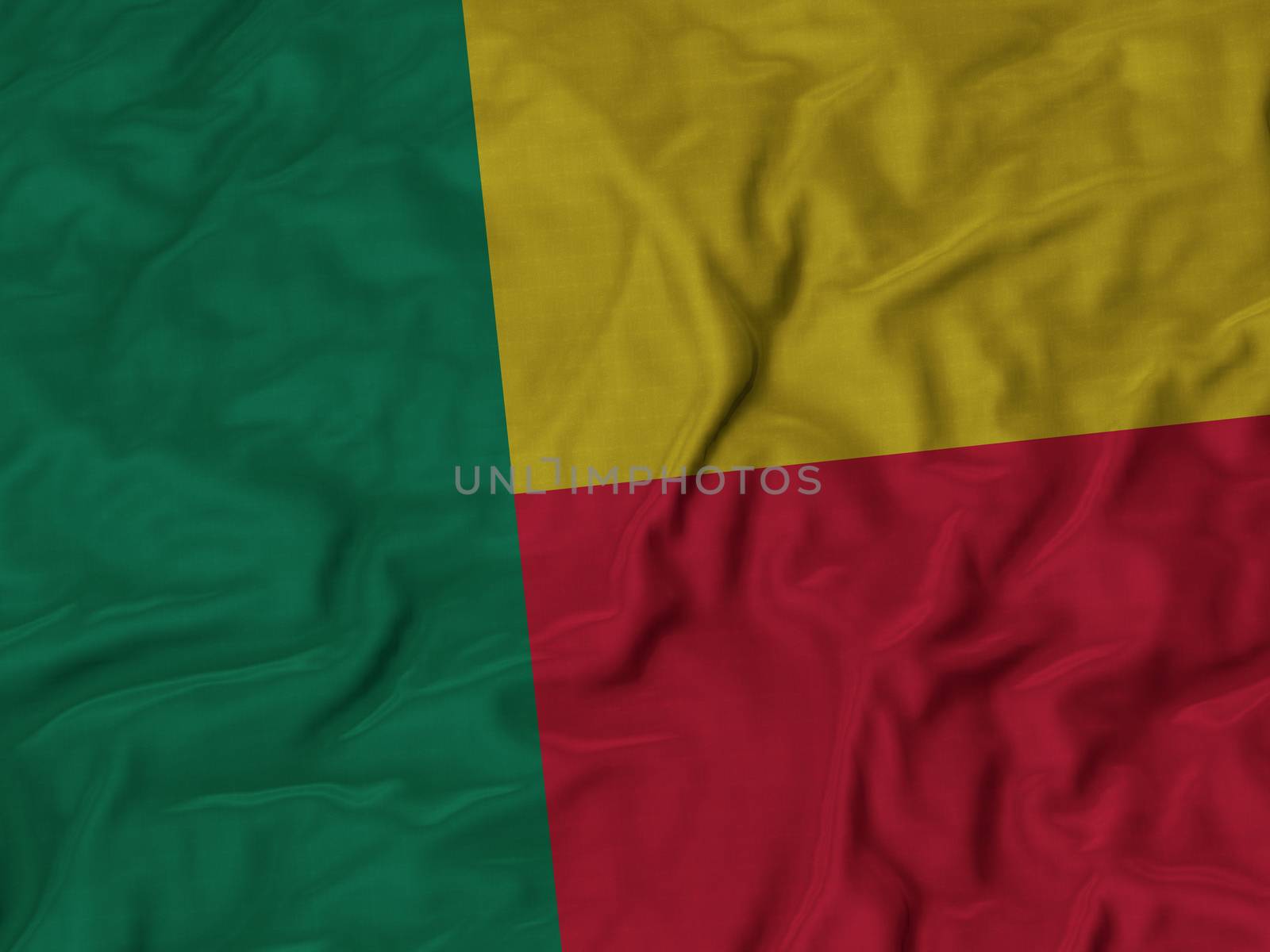 Ruffled Flag of Benin Blowing in Wind