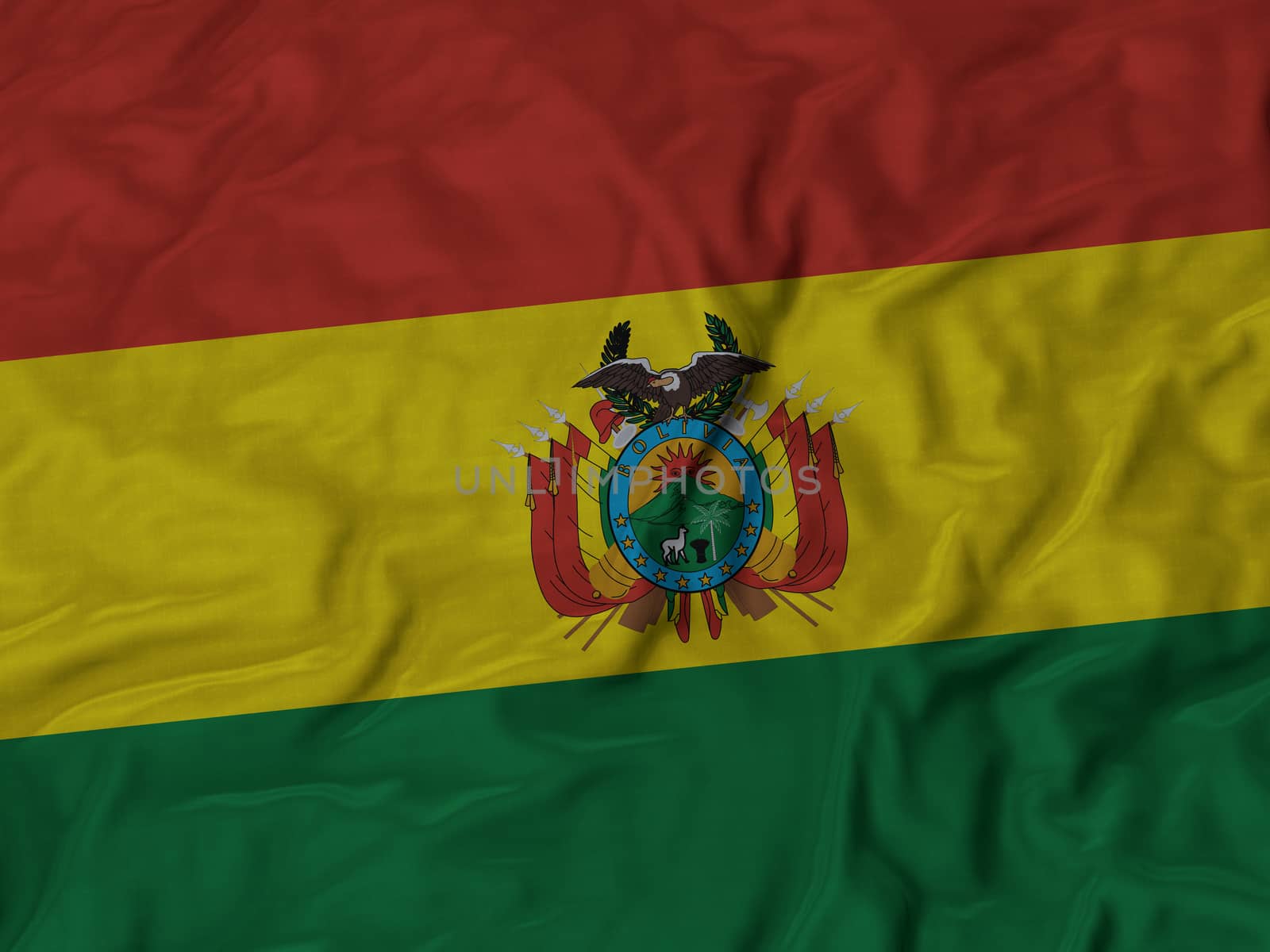 Ruffled Flag of Bolivia Blowing in Wind