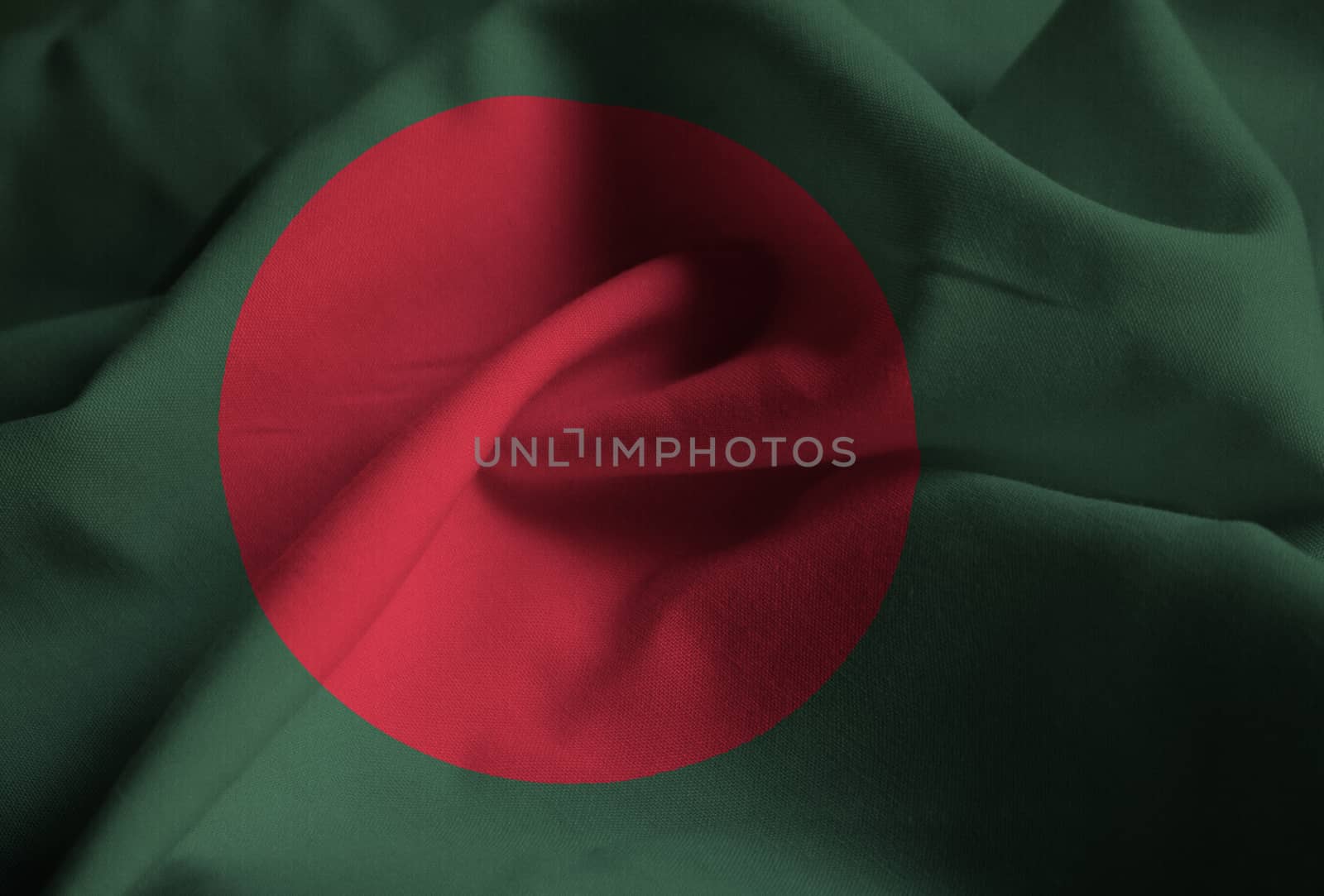 Ruffled Flag of Bangladesh Blowing in Wind