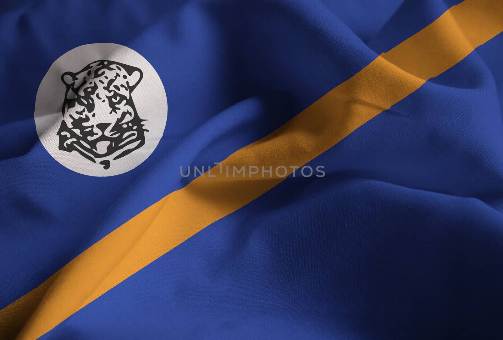 Ruffled Flag of Bophuthatswana Blowing in Wind