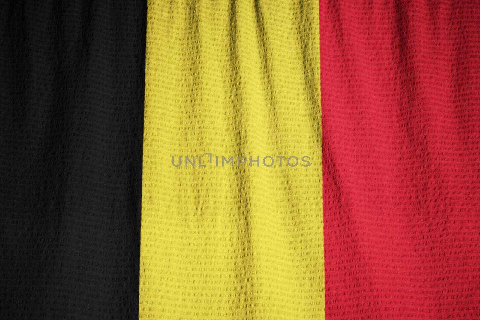 Ruffled Flag of Belgium Blowing in Wind