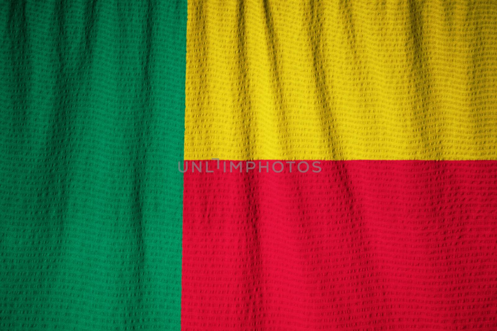 Ruffled Flag of Benin Blowing in Wind