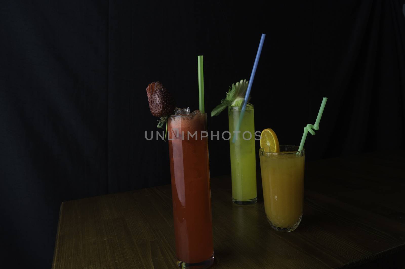 prepared fruit and exotic chocolate flavored sweet drinks by sonyugur