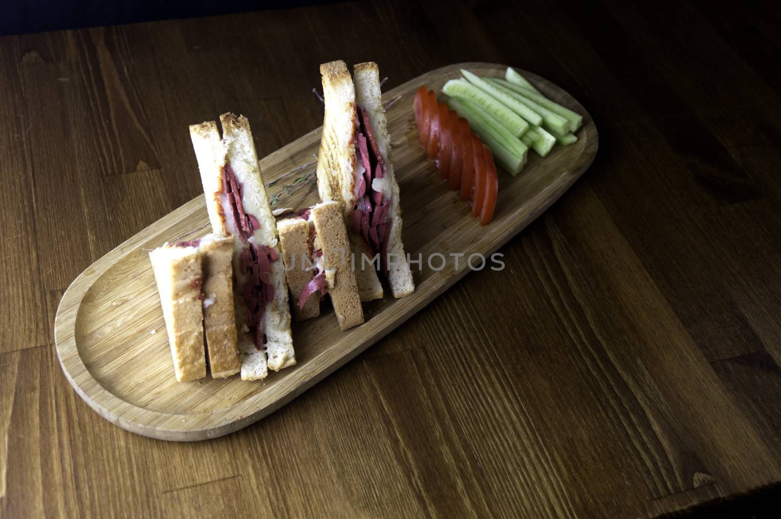 sliced cheddar and hot dog toast for breakfast by sonyugur