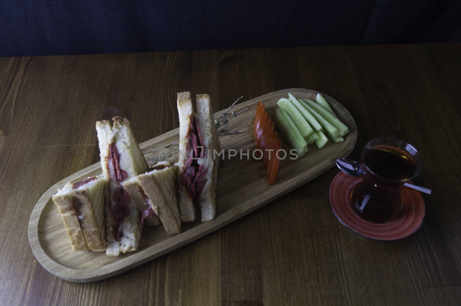 sliced cheddar and hot dog toast for breakfast by sonyugur