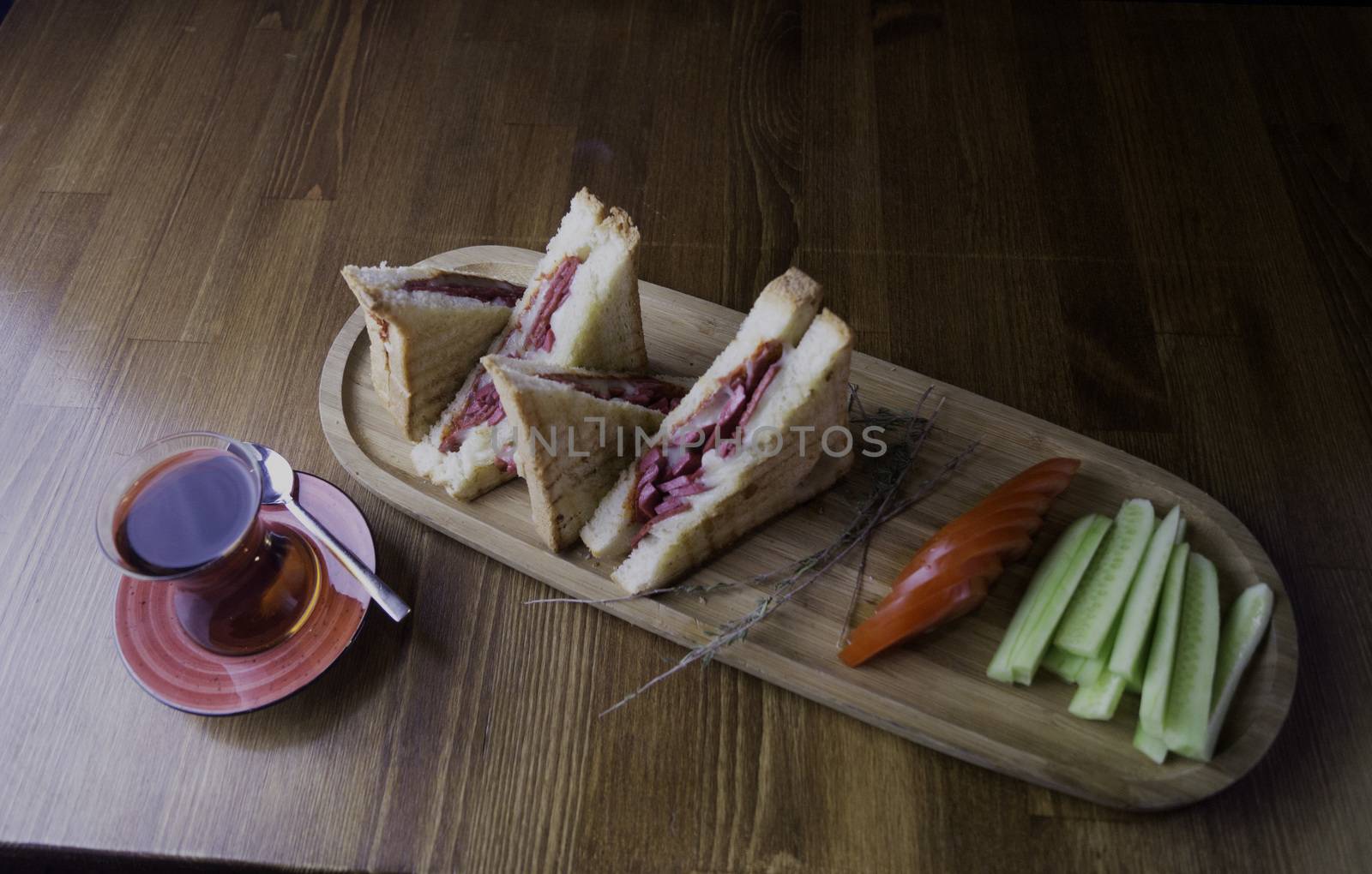 sliced cheddar and hot dog toast for breakfast by sonyugur