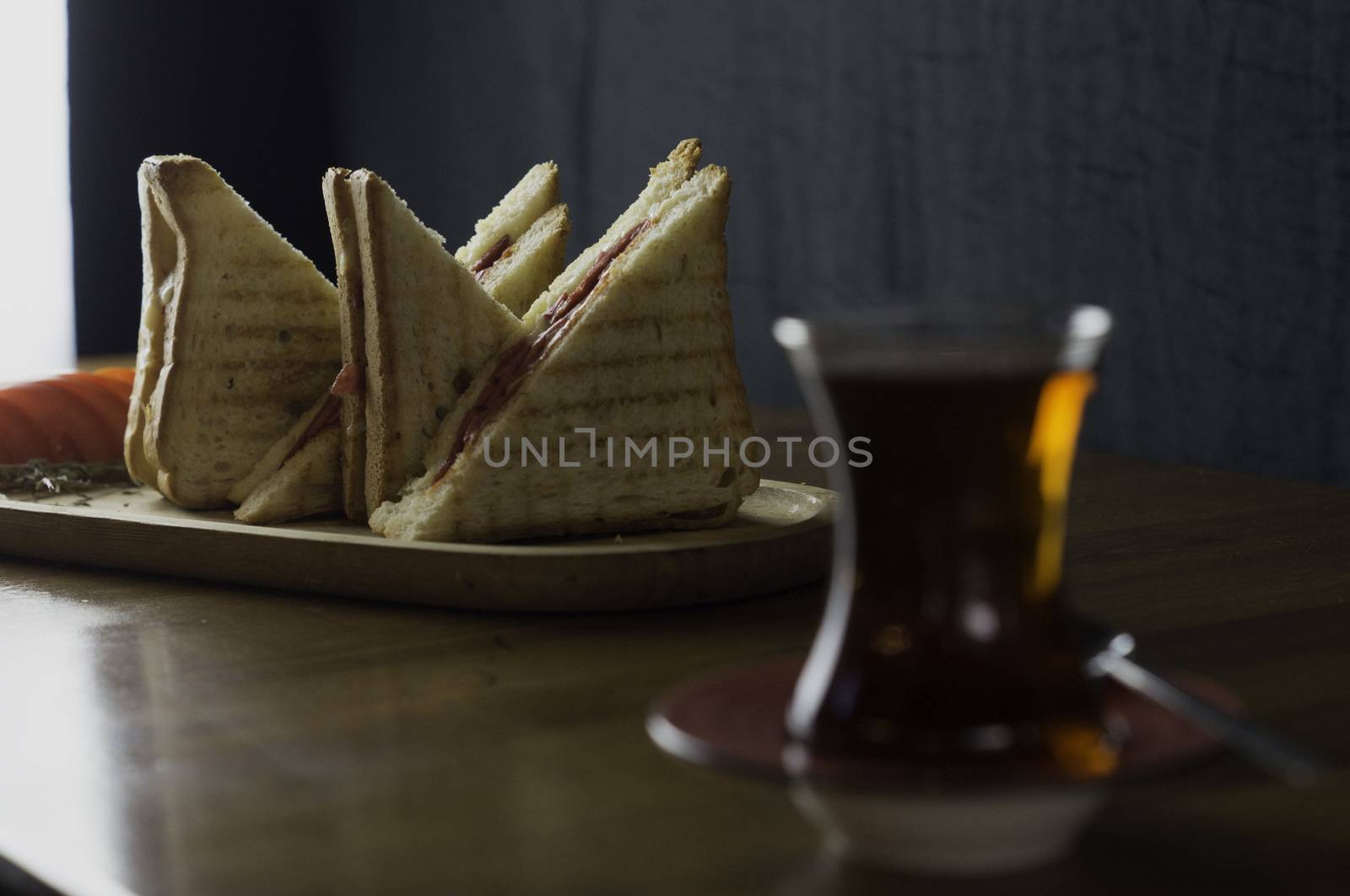 sliced cheddar and hot dog toast for breakfast by sonyugur