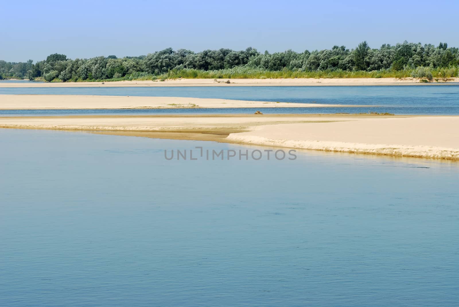 Sandy islands on Vistula river near Warsaw. National park.