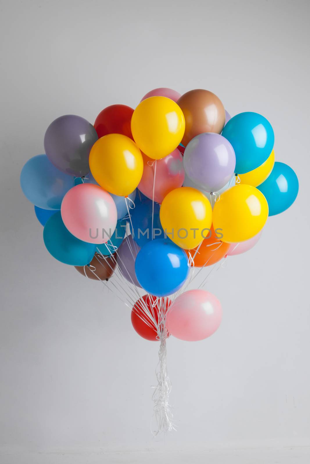 Bunch of many colorful balloons birthday party gift concept