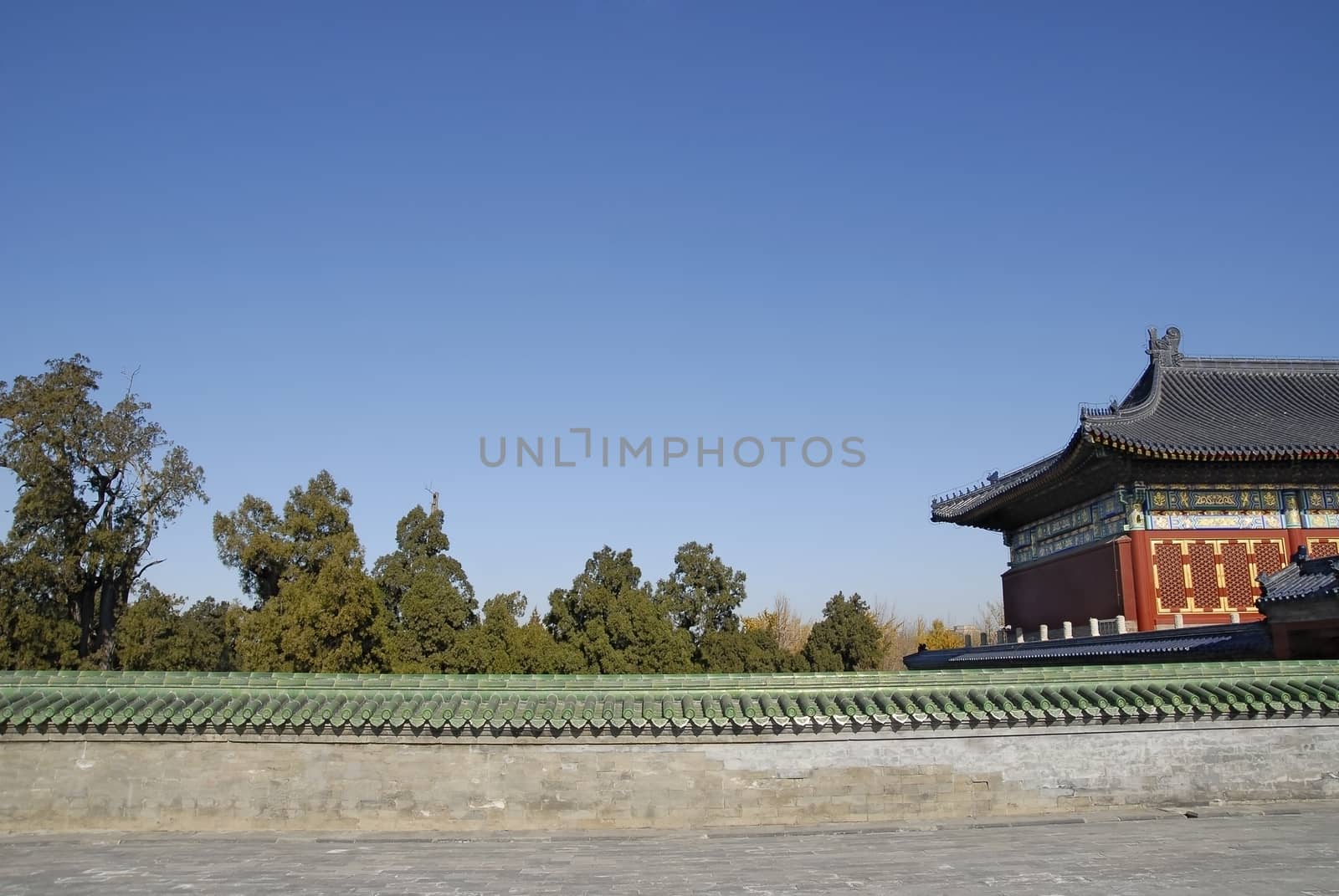 Place around Temple of Heaven in Bejing. Pavilion and wall around the square.