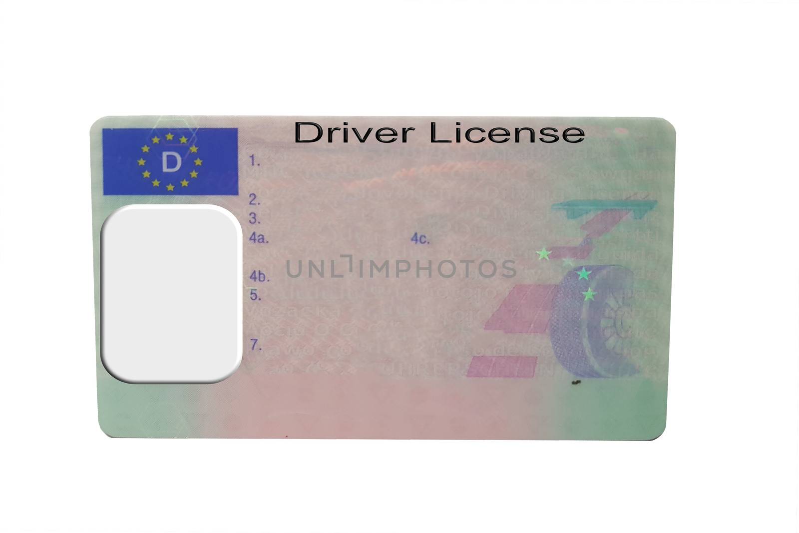 Driving license identity card isolated. Plastic ticket of flat driver license in Germany