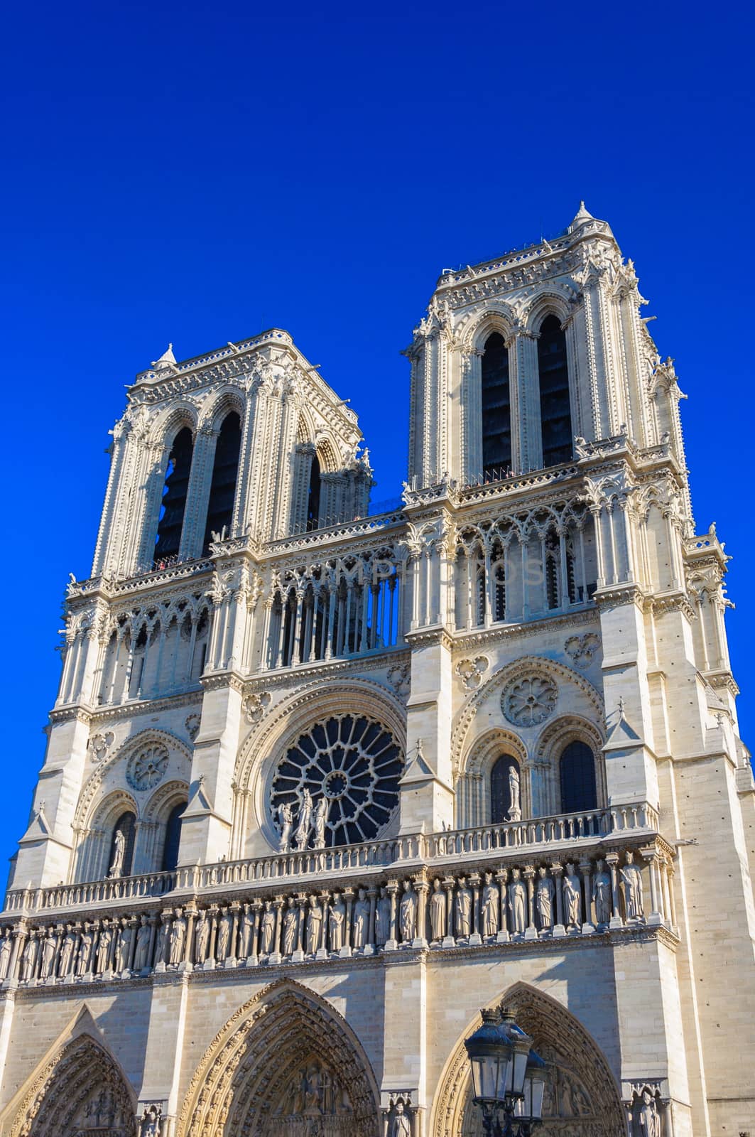 PARIS, FRANCE - APRIL 15, 2019: Notre Dame de Paris cathedral, France. Gothic architecture by Eagle2308