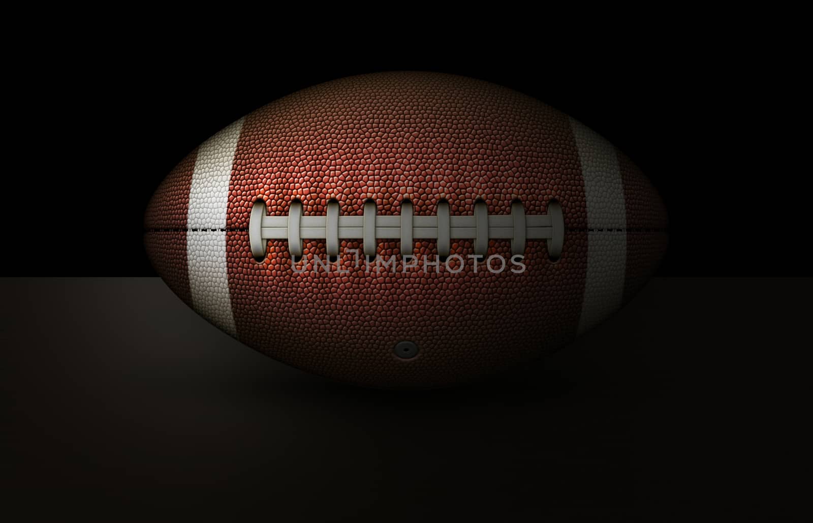 Digital illustration of an american football in deep dark shadows.