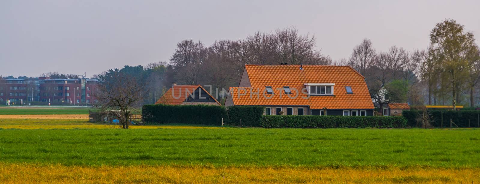 big farmers house at the countryside, typical dutch architecture