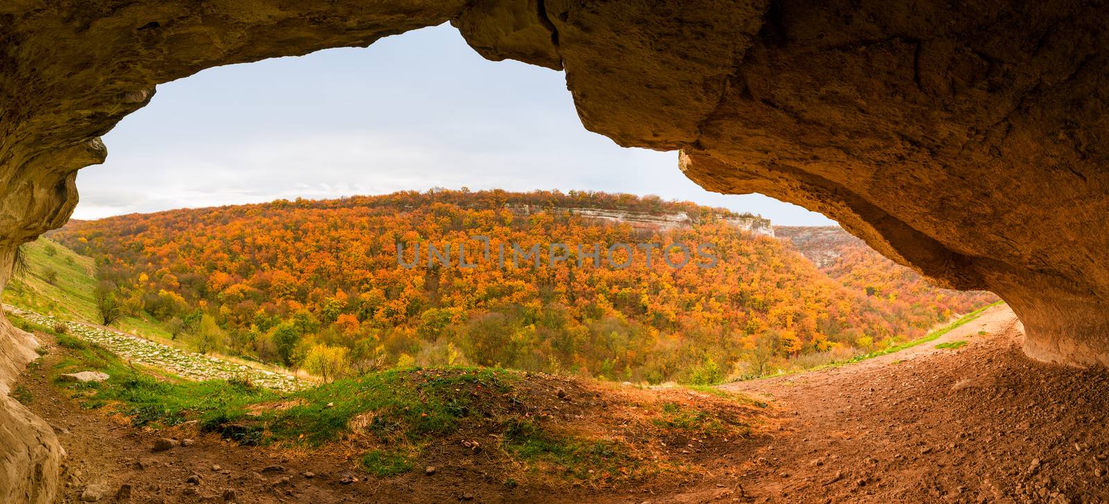 Arch of the cave in the ancient city of Chufut-Kale, Crimea, Bakhchisaray