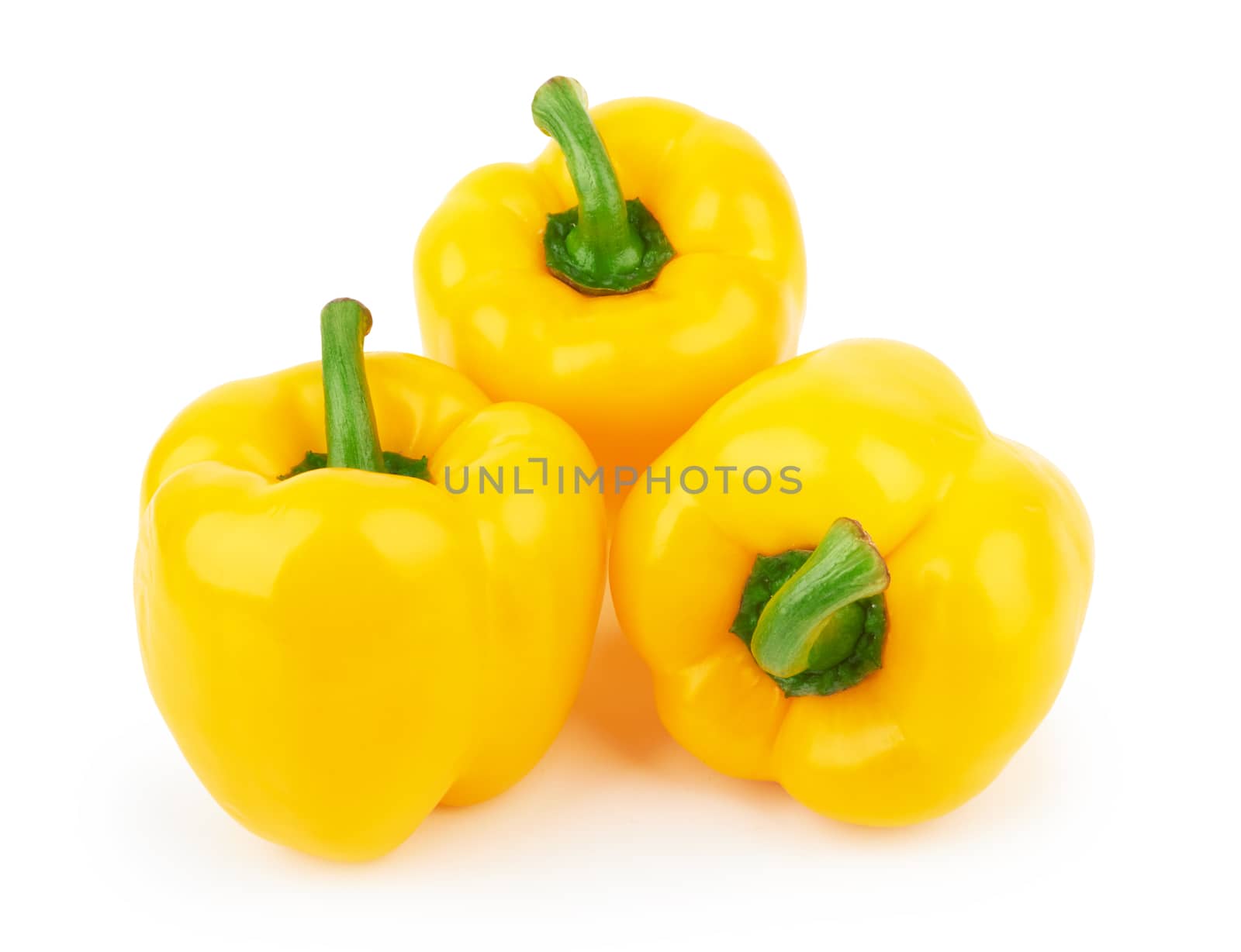 three sweet peppers isolated on white background