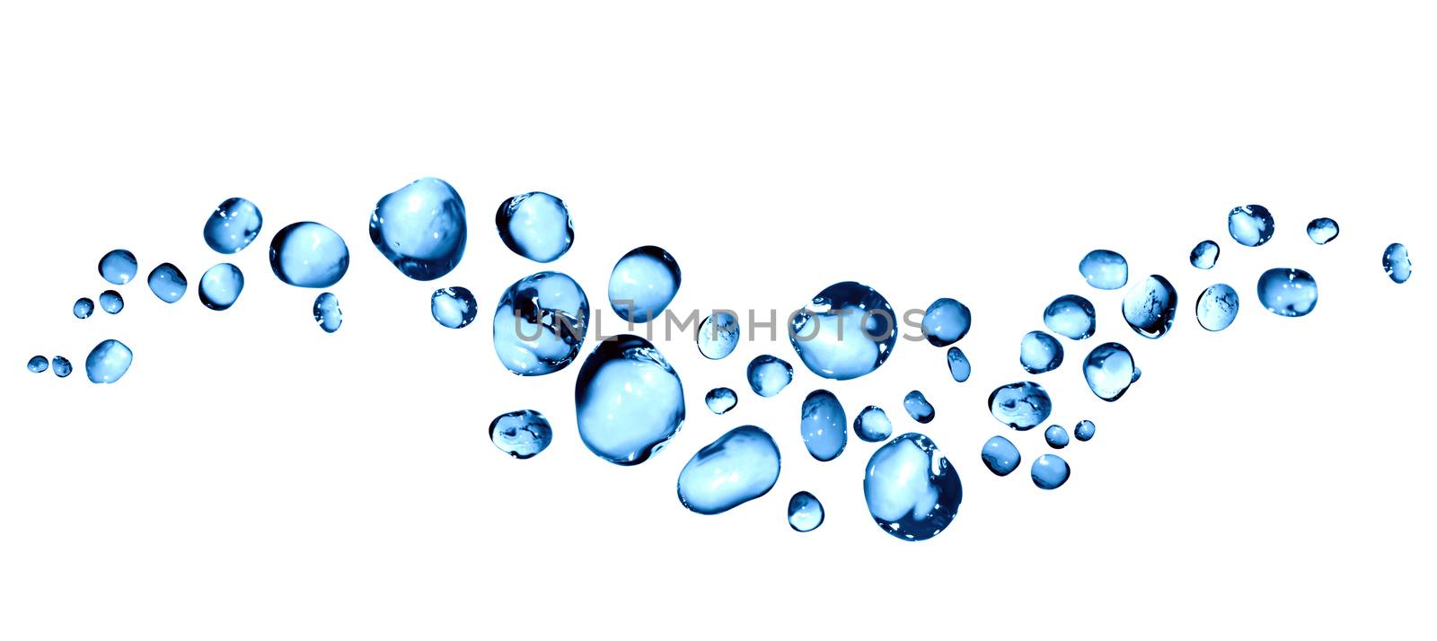 Lot of nice blue water drops against white background