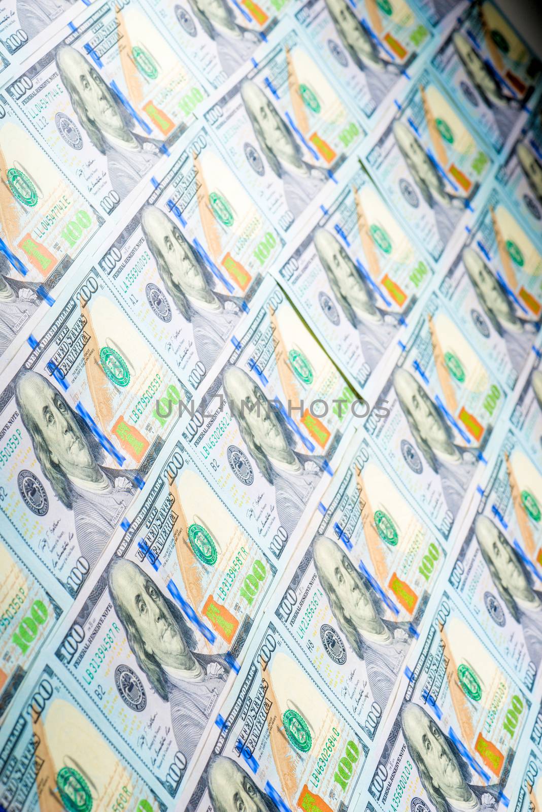 100 dollar bills in a row background