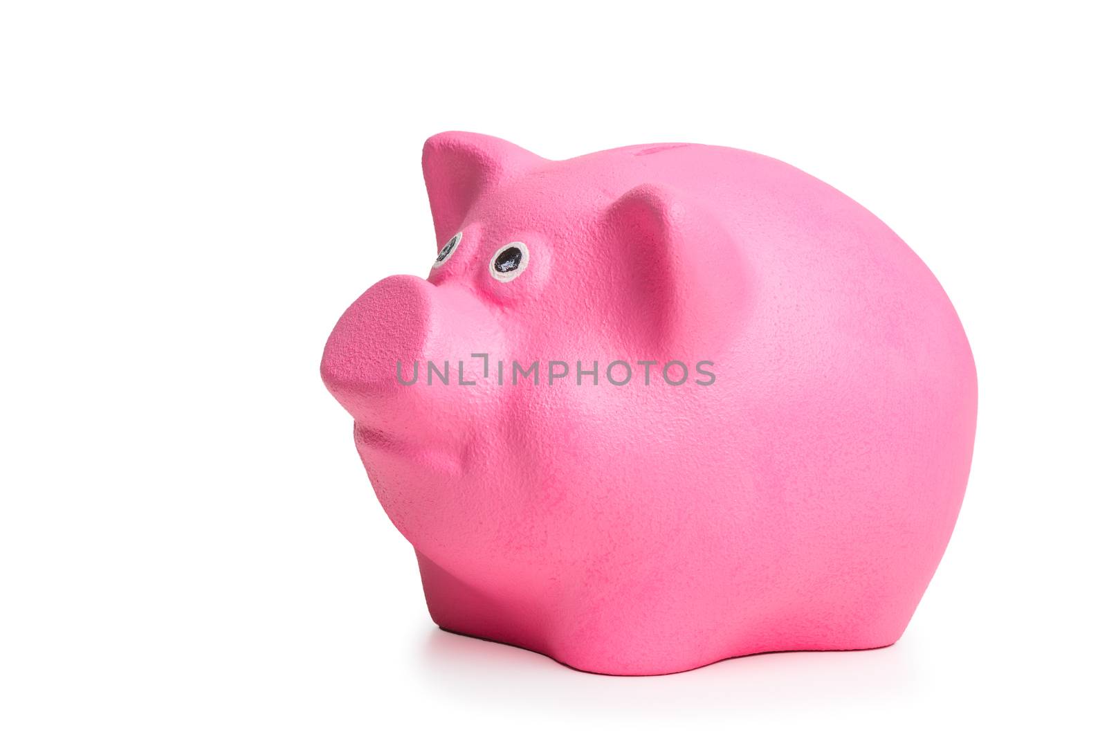 pink piggy bank isolated on white background side view by kosmsos111