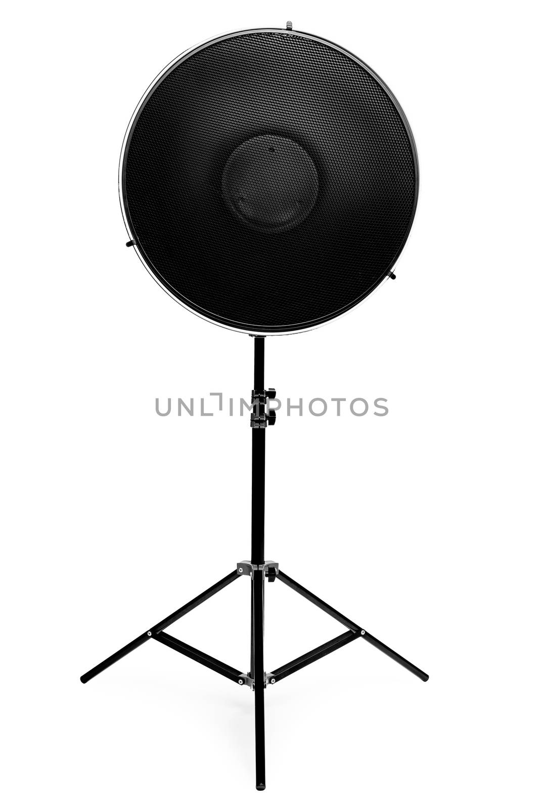 Photo flash round metal rack in the studio on a white background closeup