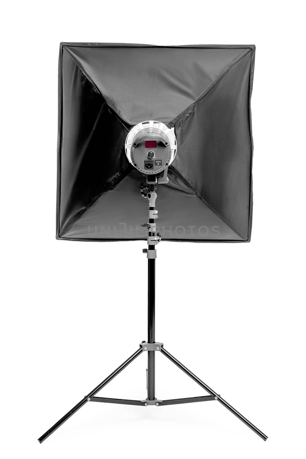 studio equipment flash with a square soft box on the rack on a w by kosmsos111