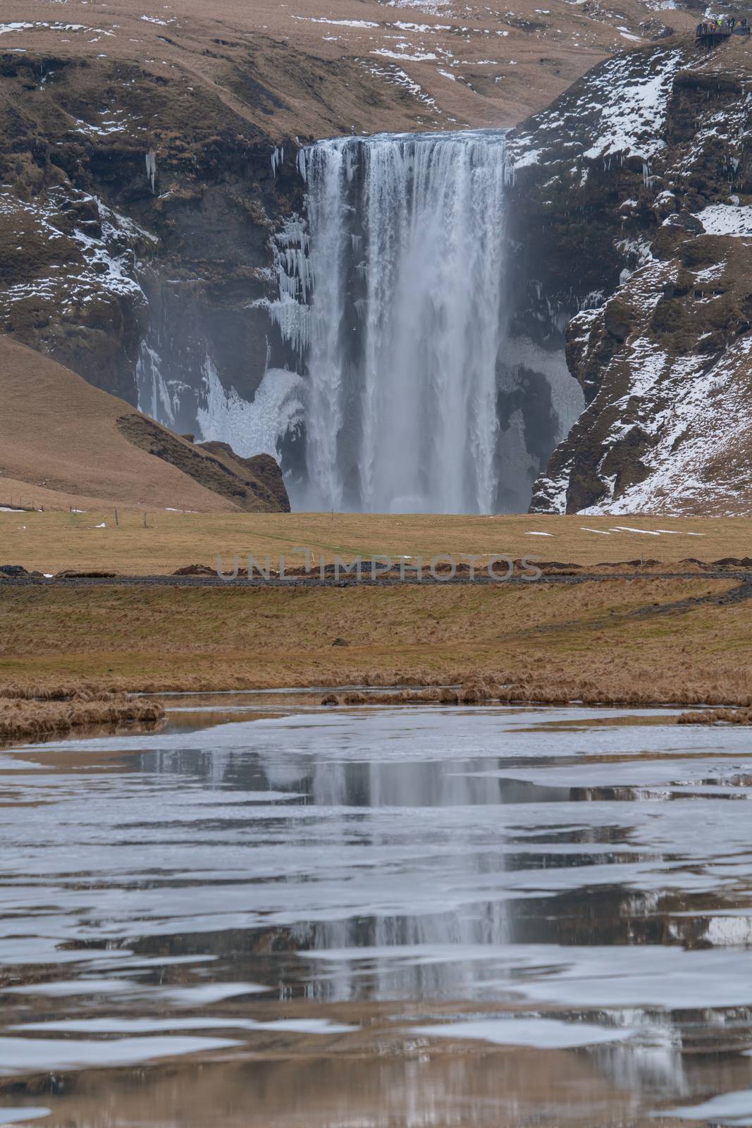 Beautiful Skogafoss on a cold winter day, Iceland, Europe