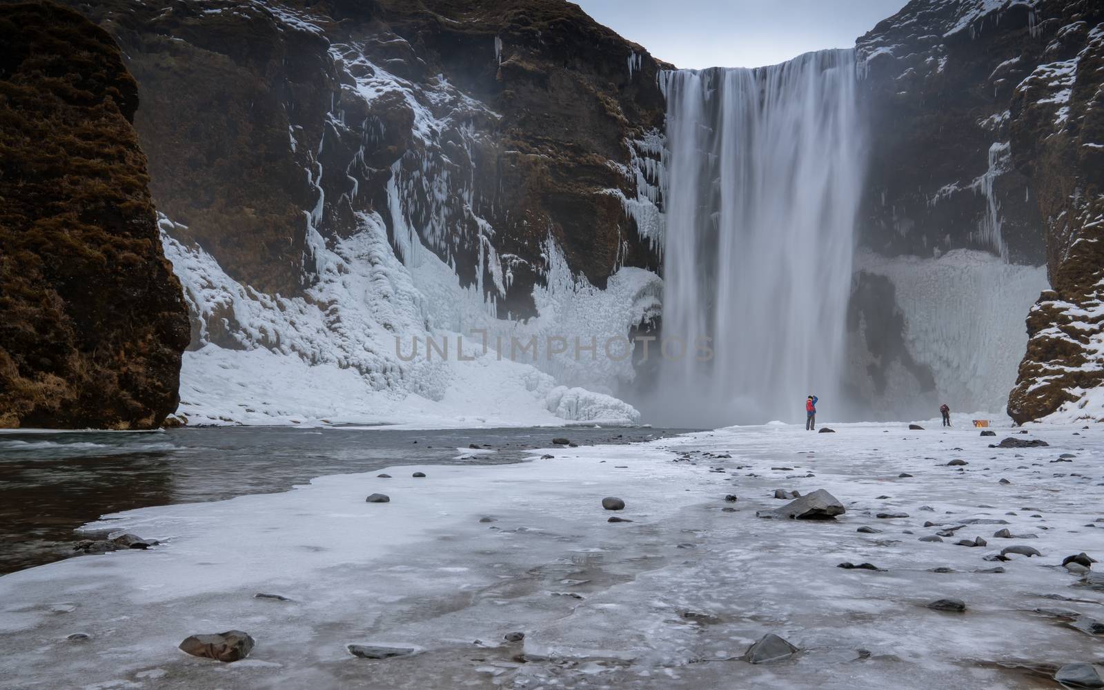 Beautiful Skogafoss on a cold winter day, Iceland, Europe