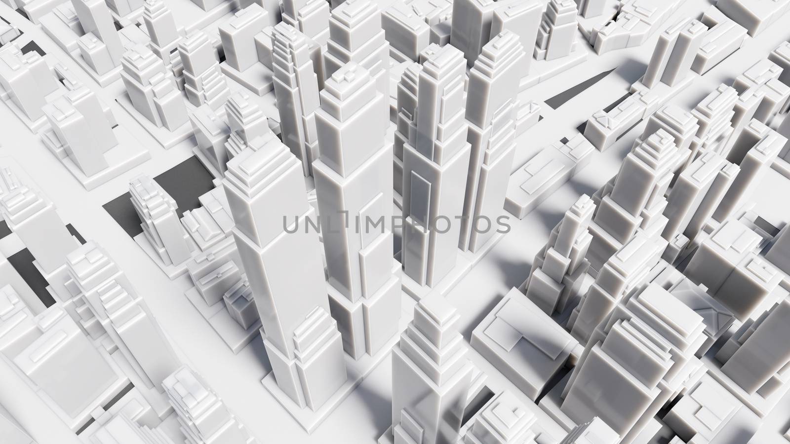 Aerial view of cityscape background. 3D illustration