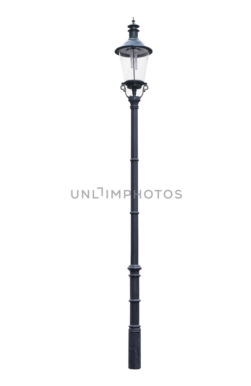 An old street lamppost isolated over white