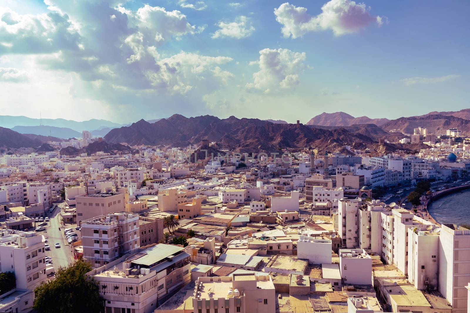 Panoramic view of the city Muscat capital of Oman from Fort Muttrah by galsand