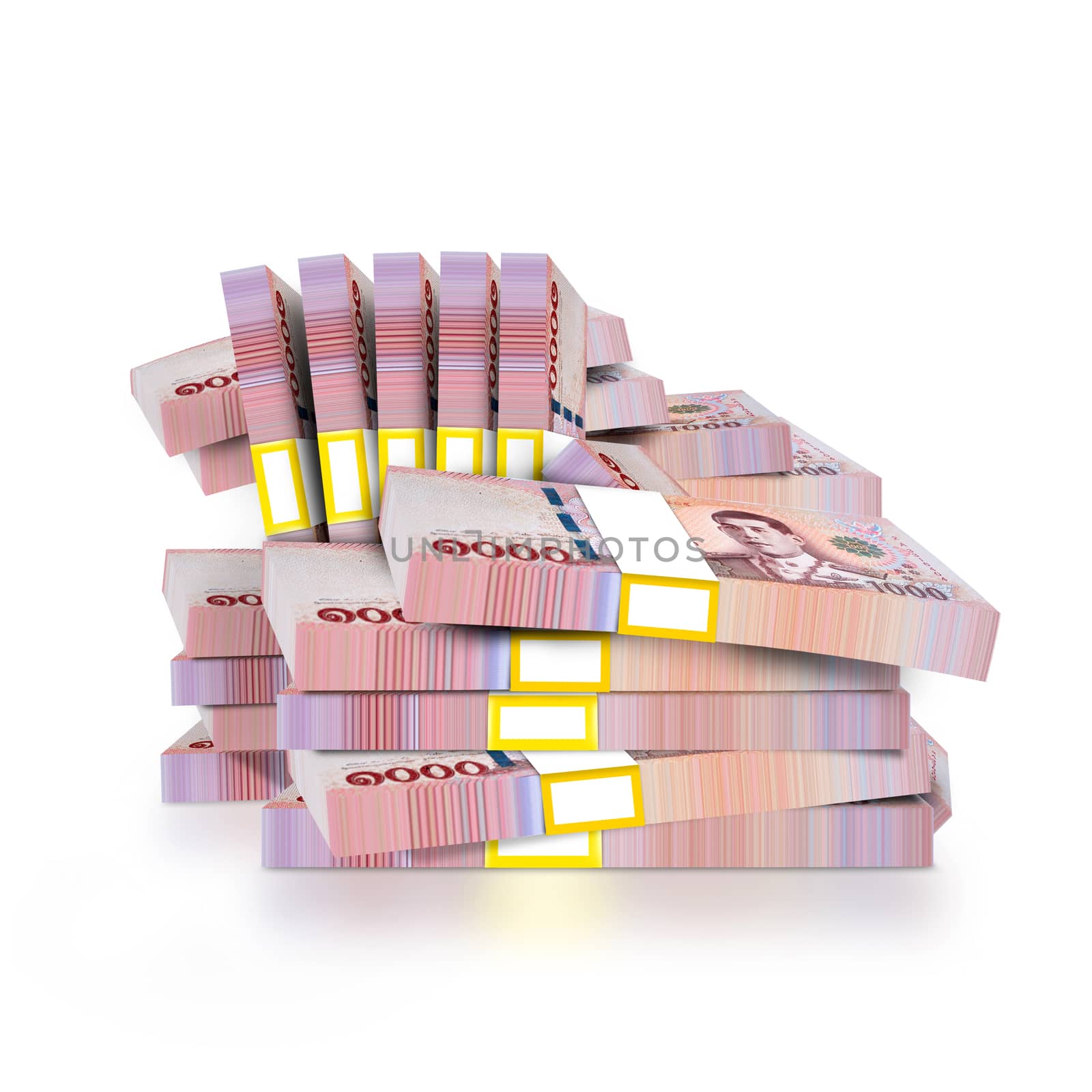 Thai money 1000 baht.1000 baht on white background.With Clipping Path. by thitimontoyai