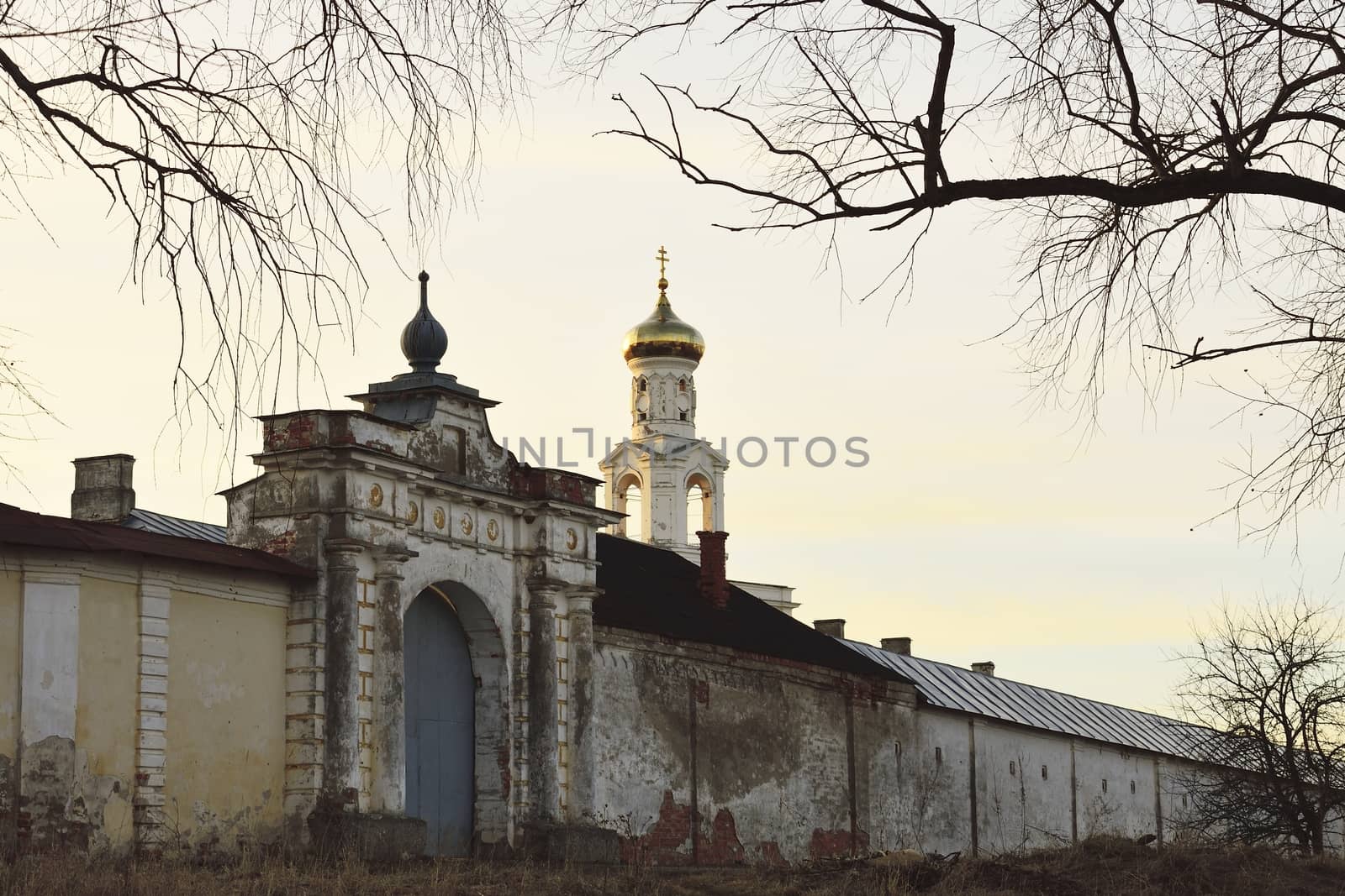  wall of the St. George Monastery, the city of Veliky Novgorod