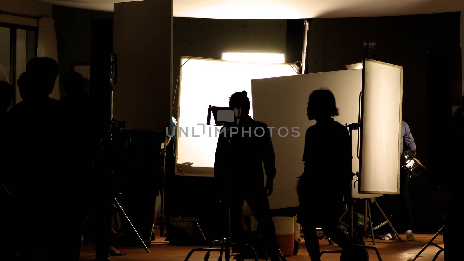 Shooting studio behind the scenes in silhouette images by gnepphoto