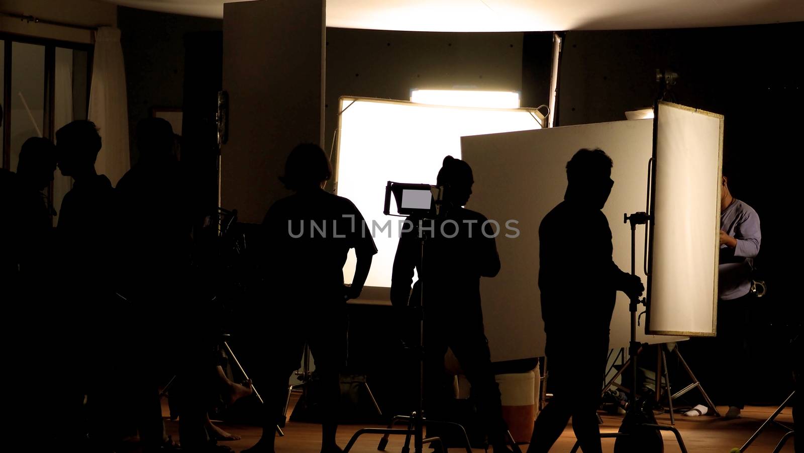 Shooting studio behind the scenes in silhouette images by gnepphoto