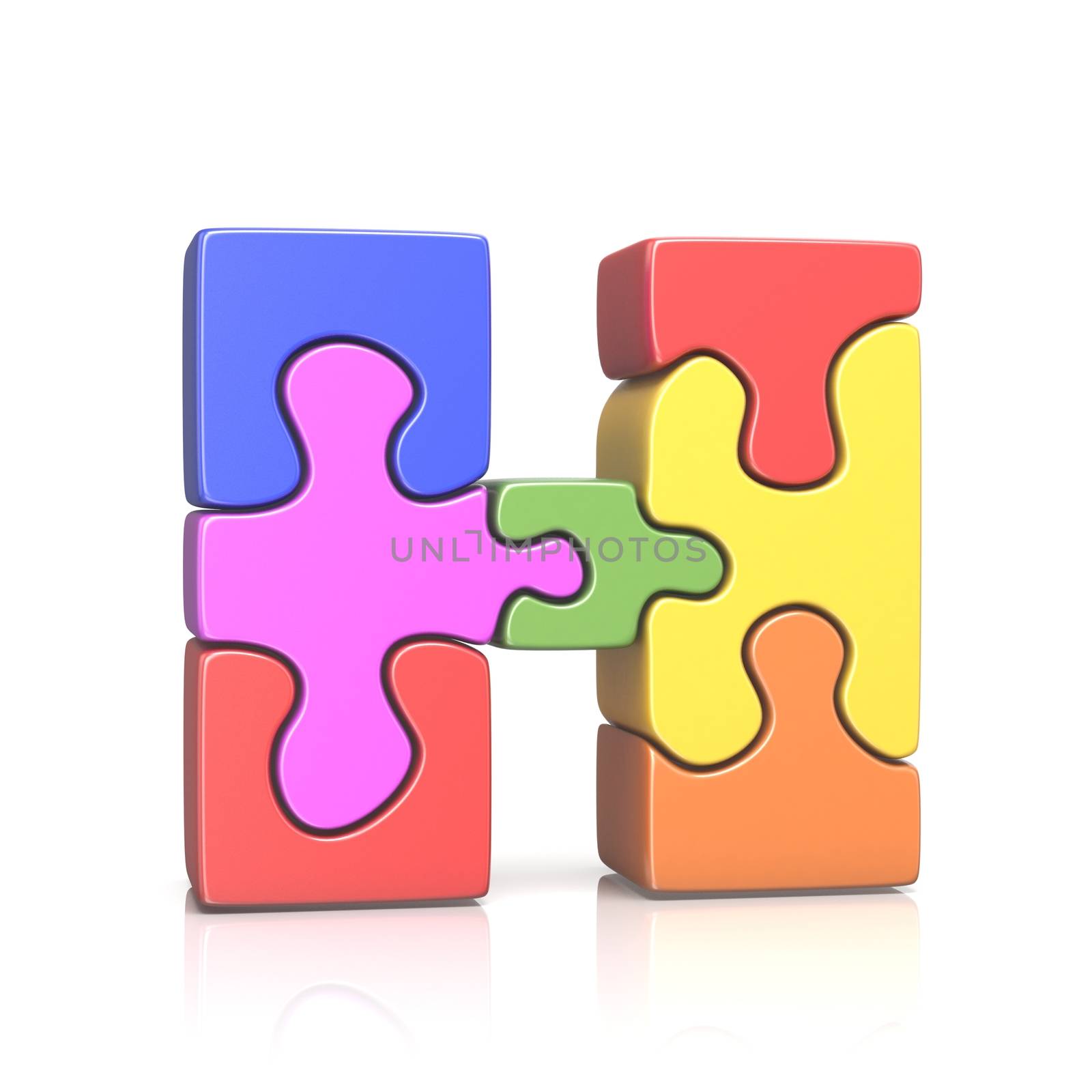 Puzzle jigsaw letter H 3D by djmilic