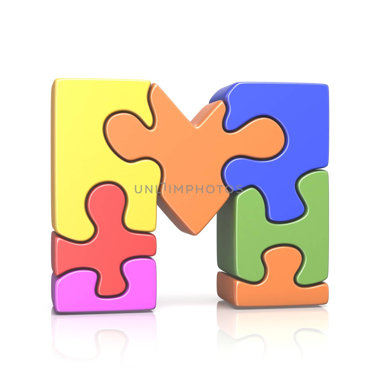 Puzzle jigsaw letter M 3D by djmilic