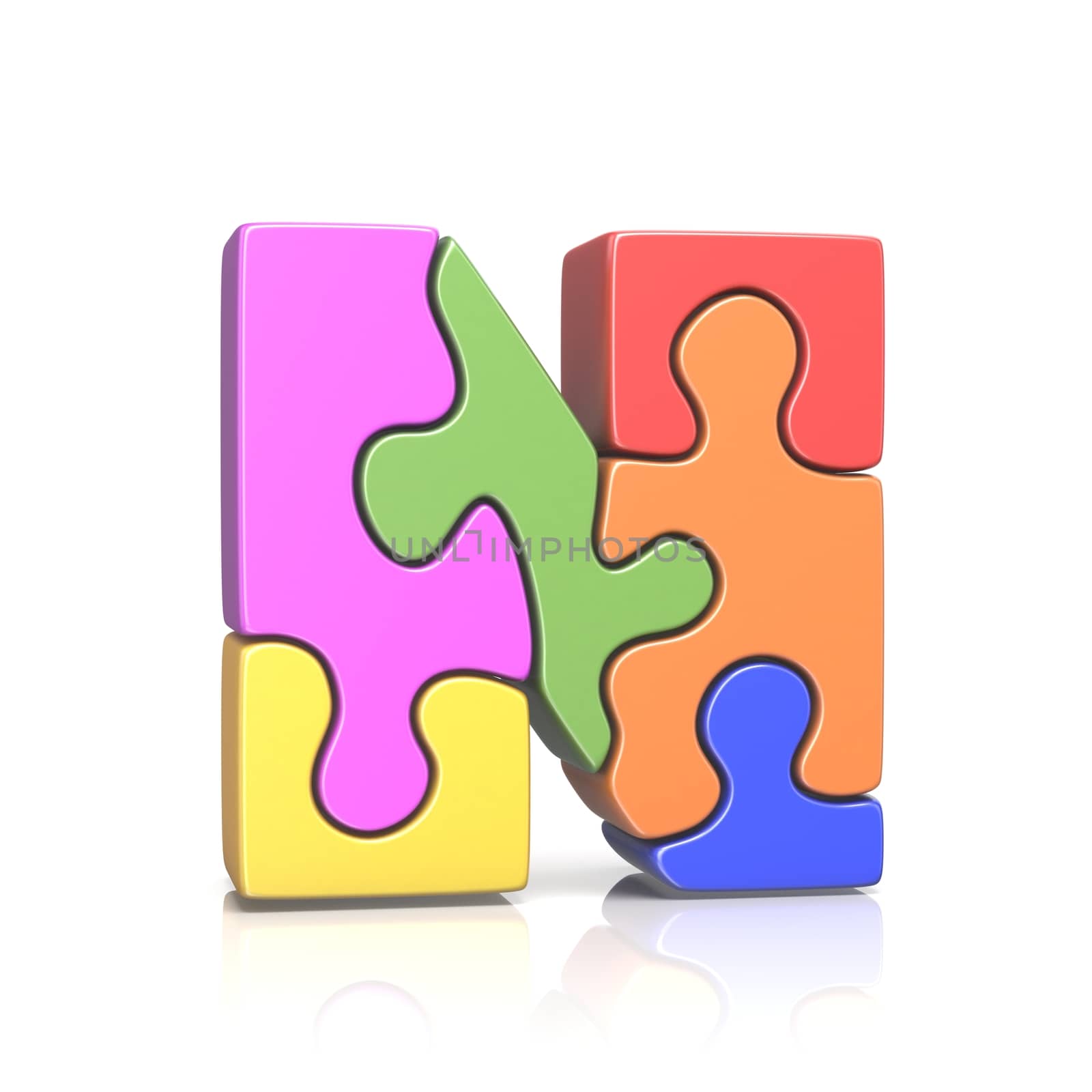 Puzzle jigsaw letter N 3D by djmilic