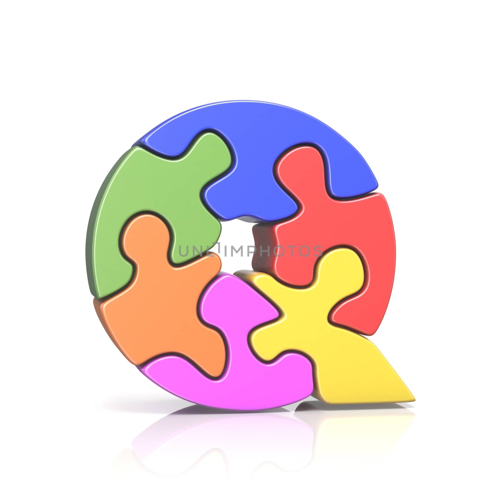 Puzzle jigsaw letter Q 3D by djmilic