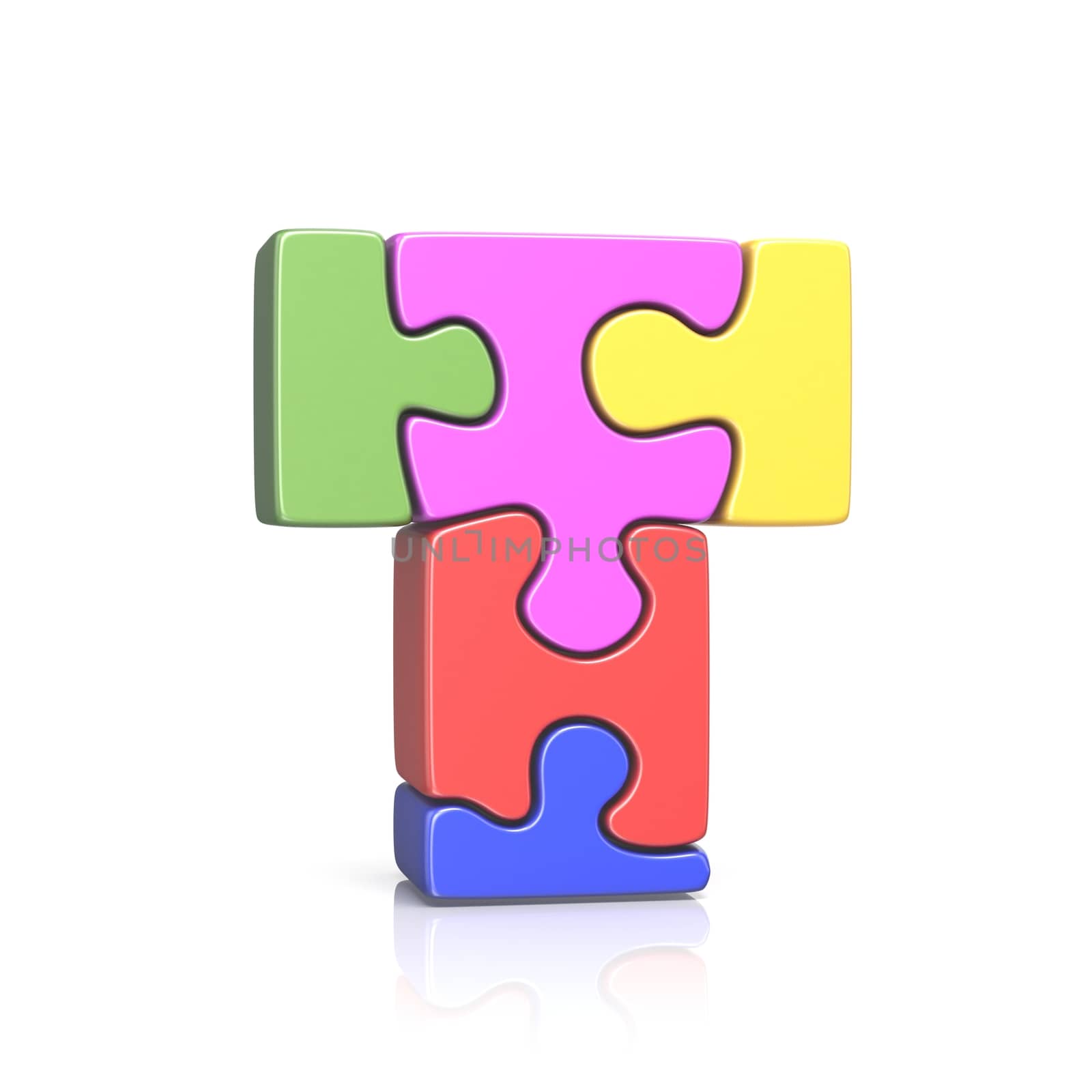 Puzzle jigsaw letter T 3D by djmilic