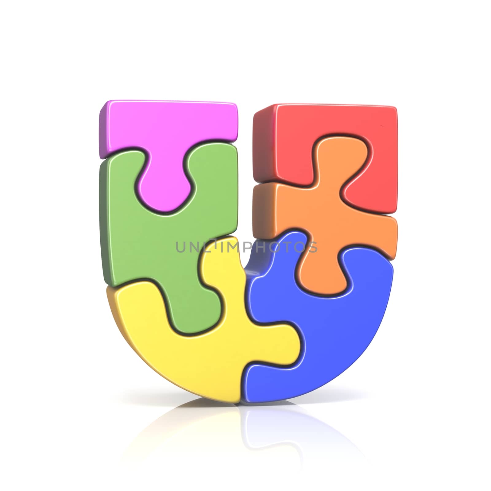 Puzzle jigsaw letter U 3D by djmilic