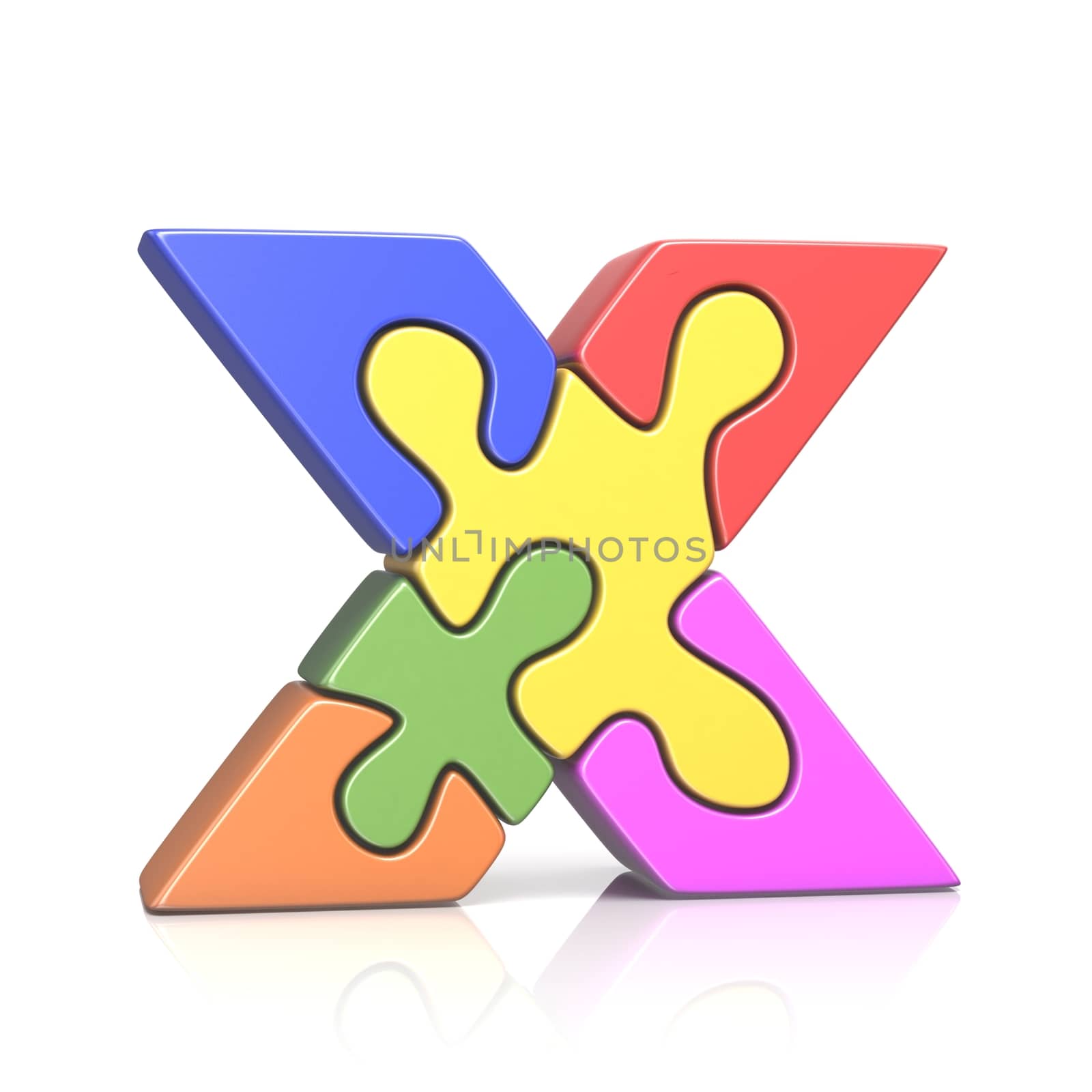 Puzzle jigsaw letter X 3D by djmilic