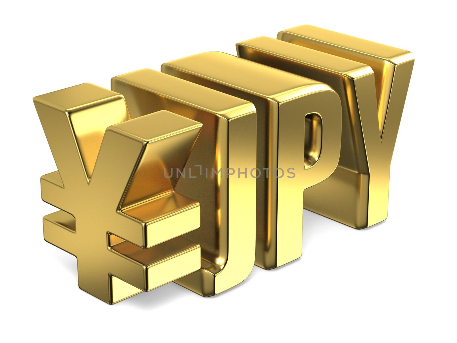 Japanese yen JPY golden currency sign 3D by djmilic