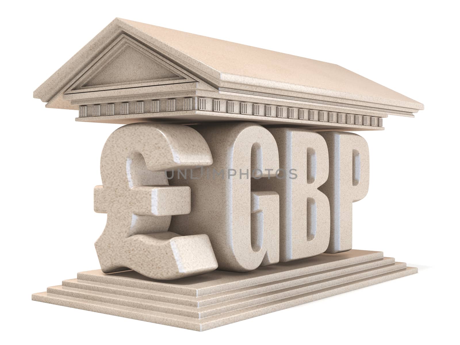 Pound sterling GBP currency sign temple 3D by djmilic