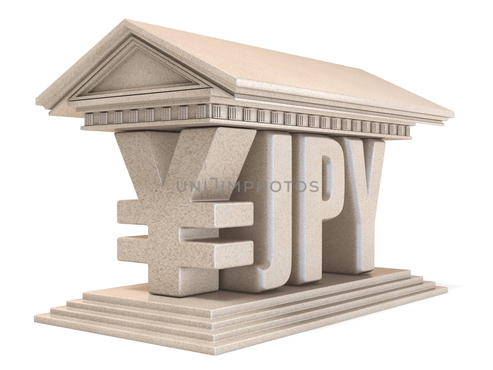 Japanese yen JPY currency sign temple 3D by djmilic
