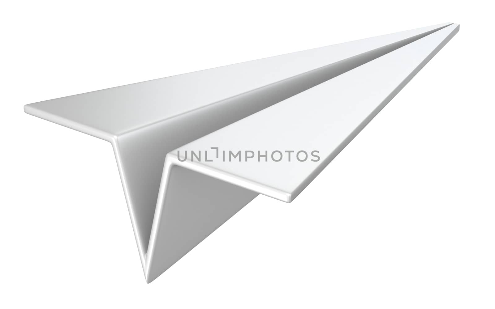 Flying paper plane 3D render illustration isolated on white background