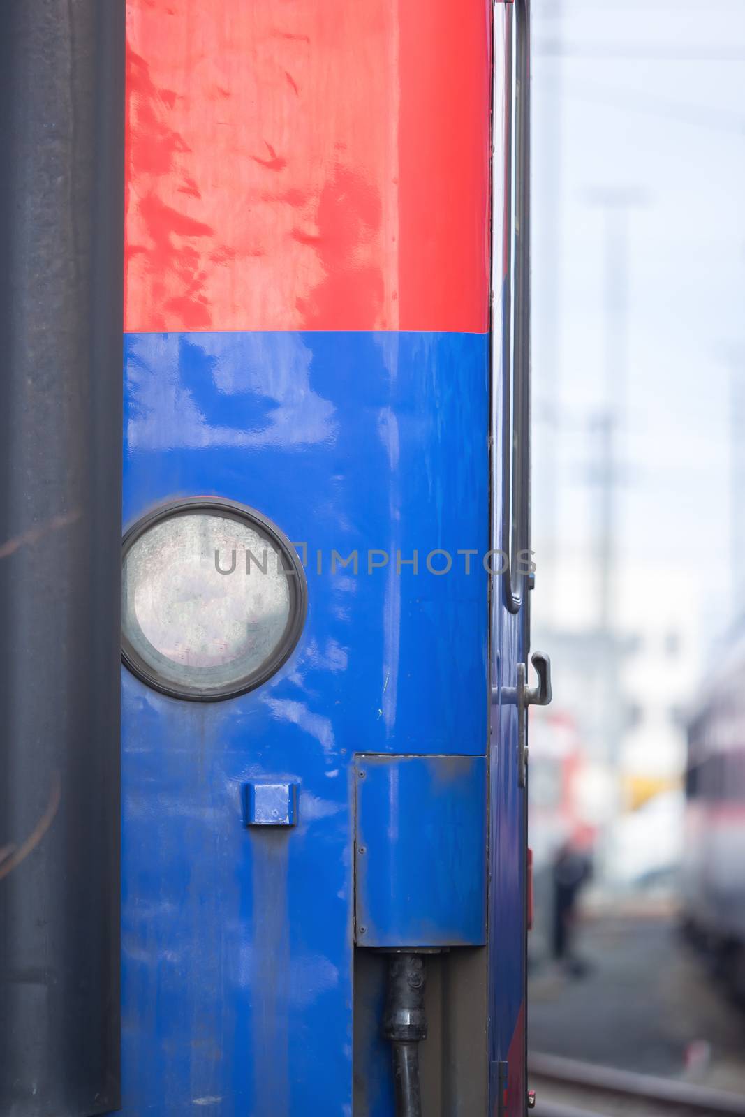 A partial view of a wagon at the train station by sandra_fotodesign