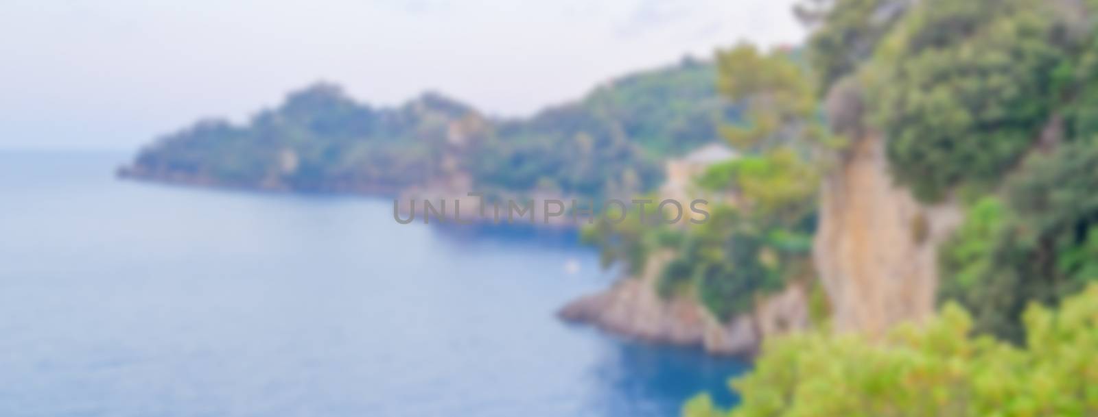 Defocused background of Portofino in Liguria, Italy. Intentionally blurred post production for bokeh effect