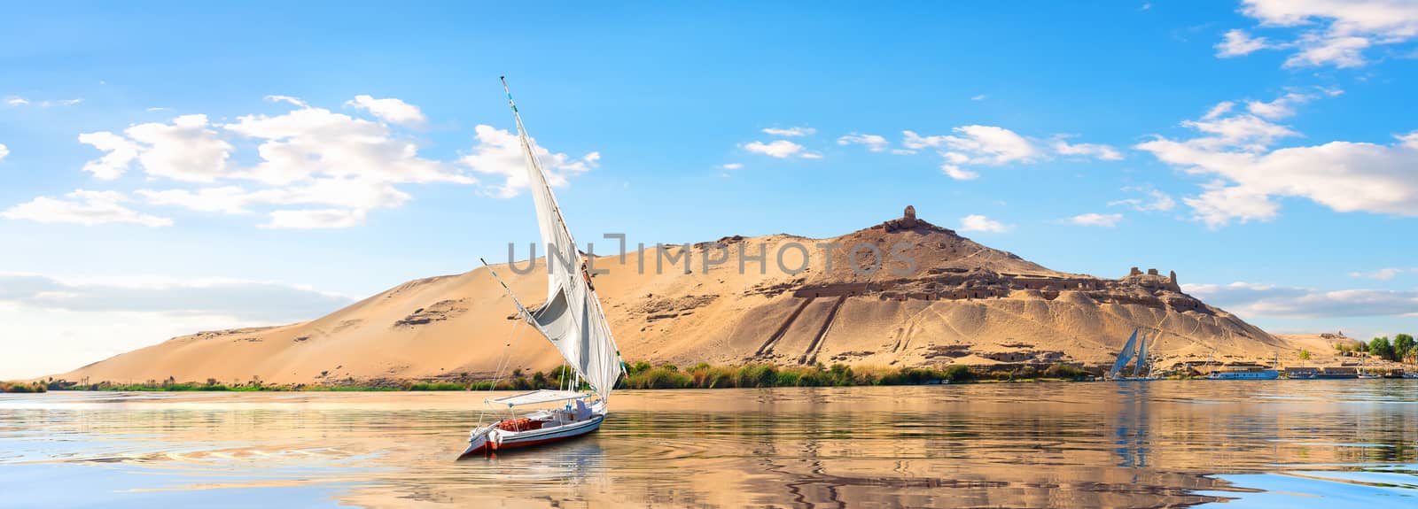 Sailboats in Aswan by Givaga