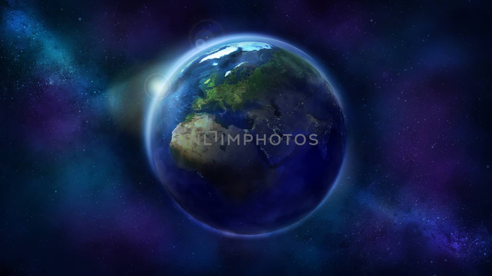 Realistic Earth from space showing Africa, Europe and Asia. by ConceptCafe