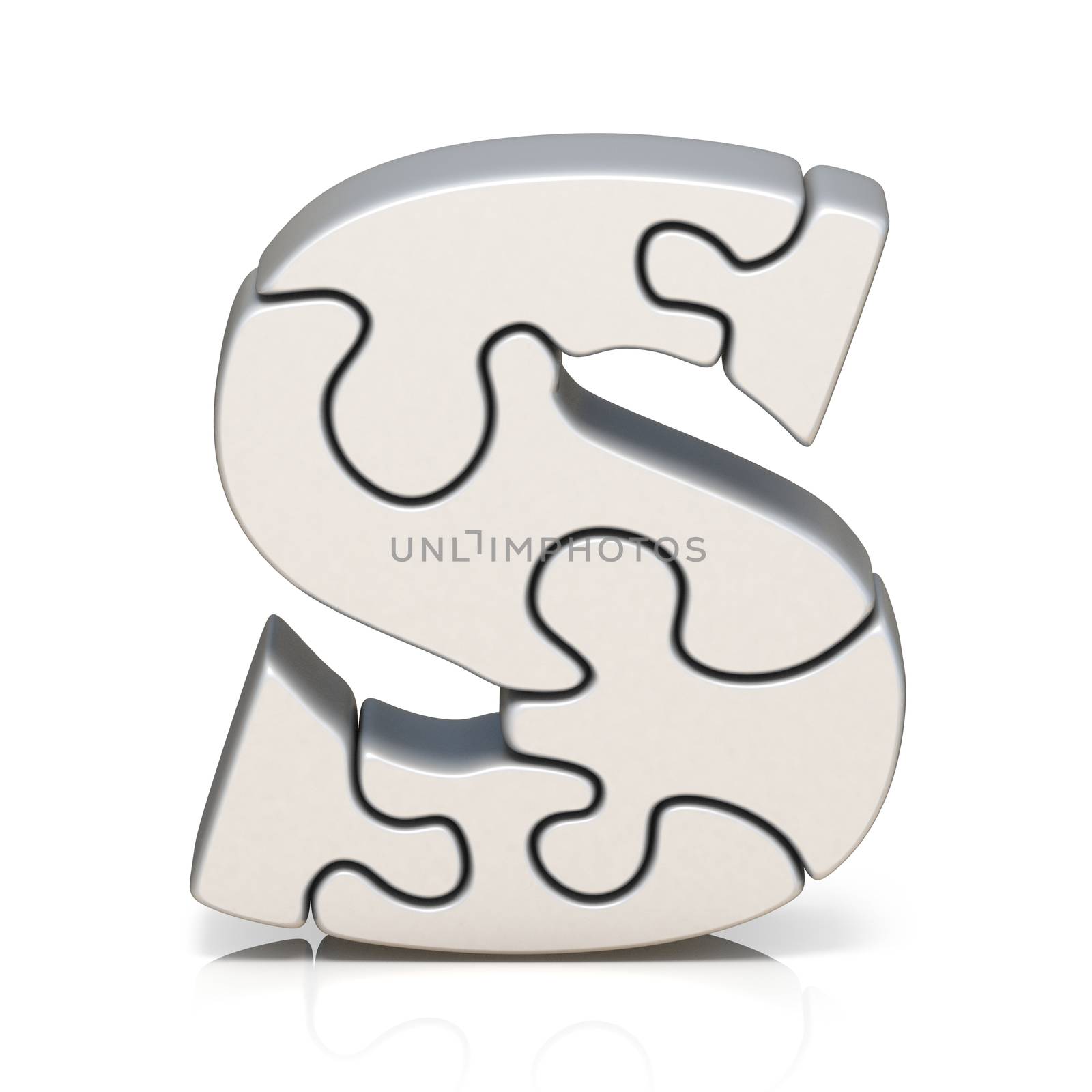 White puzzle jigsaw letter S 3D by djmilic